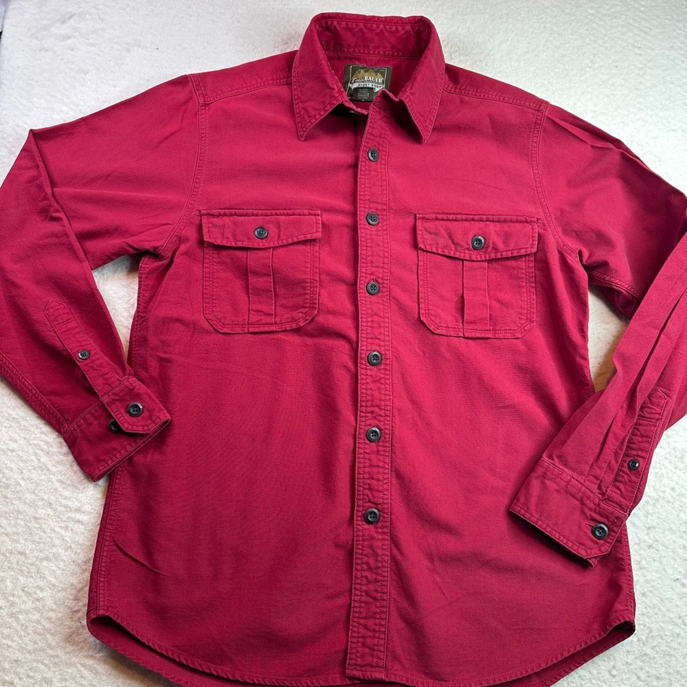 Eddie Bauer Red Long Sleeve Button‎ Up Shirt Sport Shop Mens Size Medium